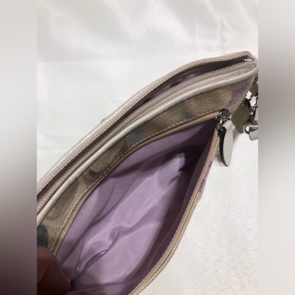 Coach Signature Canvas Wristlet with Purple & Teal Accents - Picture 5 of 5